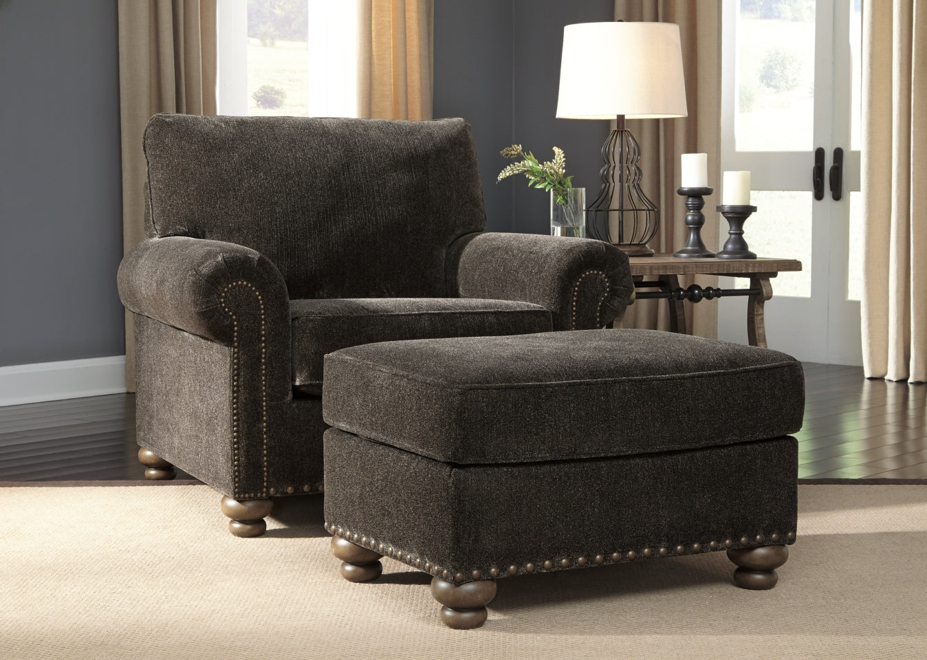 Stracelen Chair and Ottoman - furniture place usa