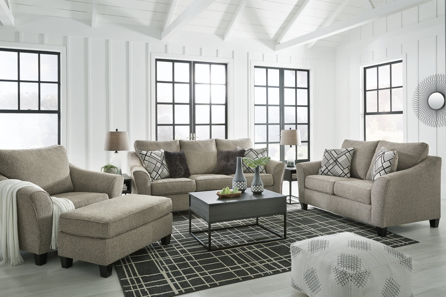 Barnesley Sofa, Loveseat, Chair and Ottoman - furniture place usa
