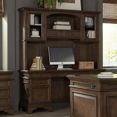Hartshill Brown Credenza Desk W/ Hutch - furniture place usa