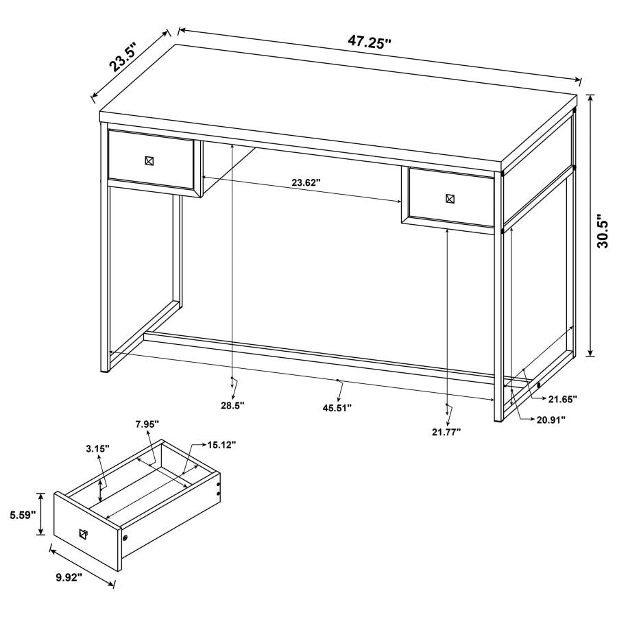 Millbrook Brown Writing Desk - furniture place usa