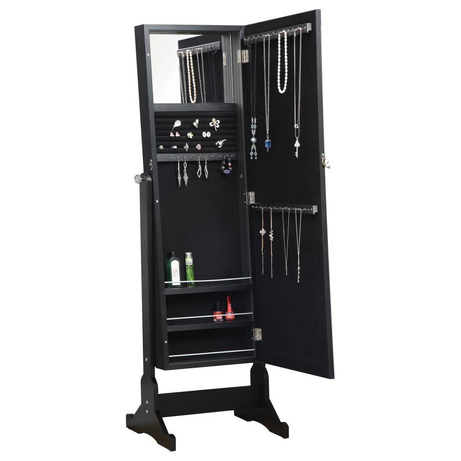 Cortez Black Jewelry Cheval Mirror - furniture place usa