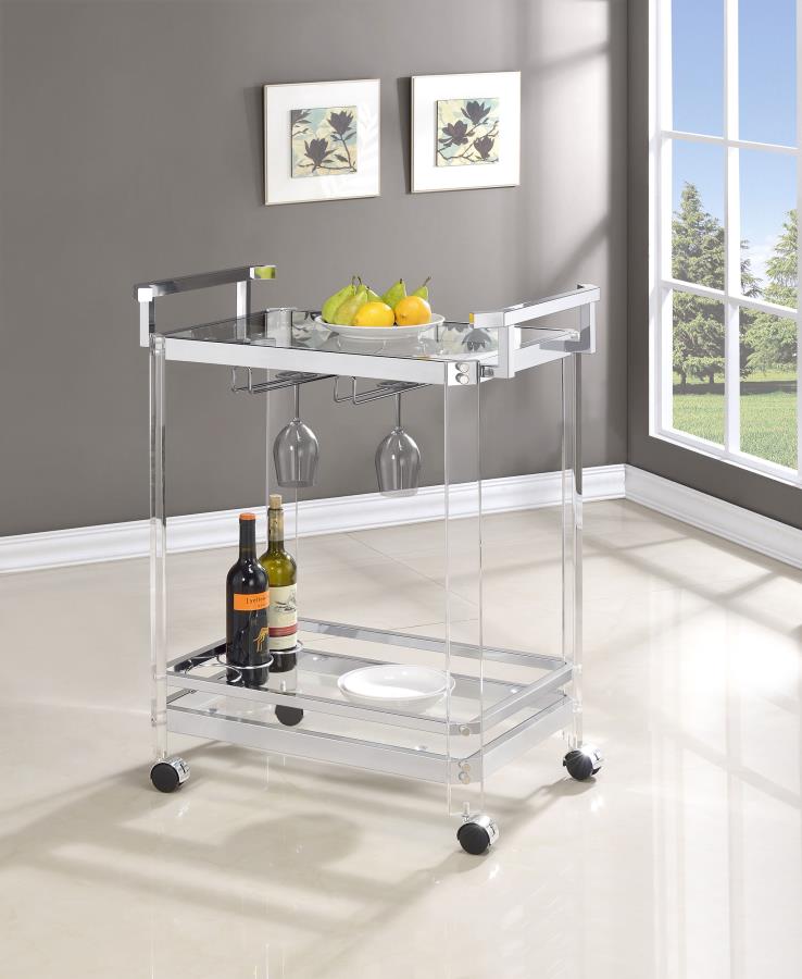 Jefferson Clear Bar Cart - furniture place usa