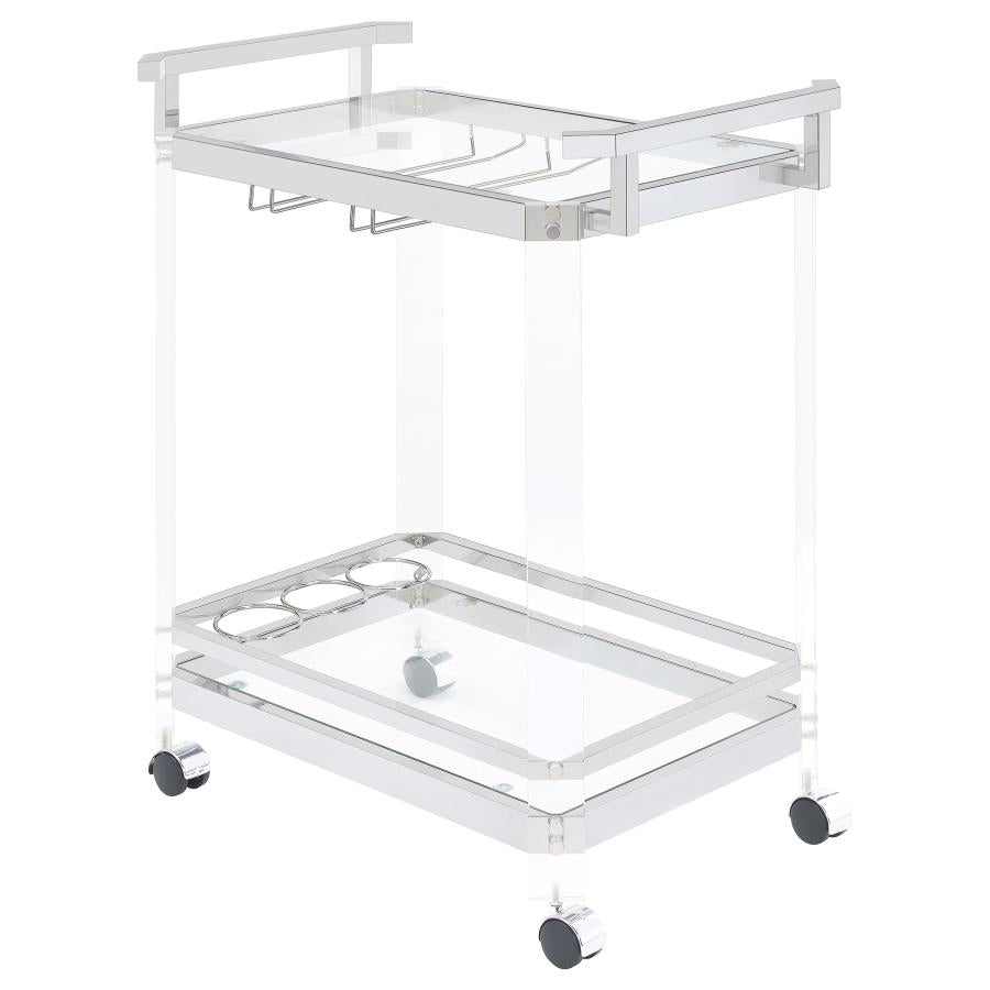 Jefferson Clear Bar Cart - furniture place usa