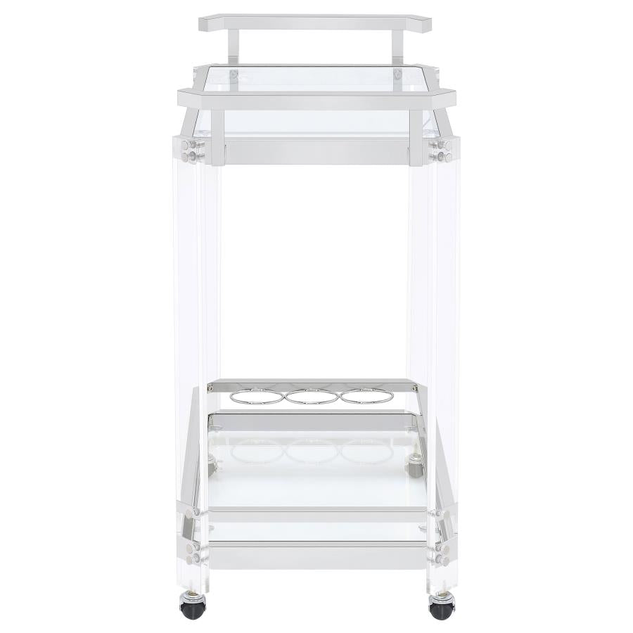 Jefferson Clear Bar Cart - furniture place usa