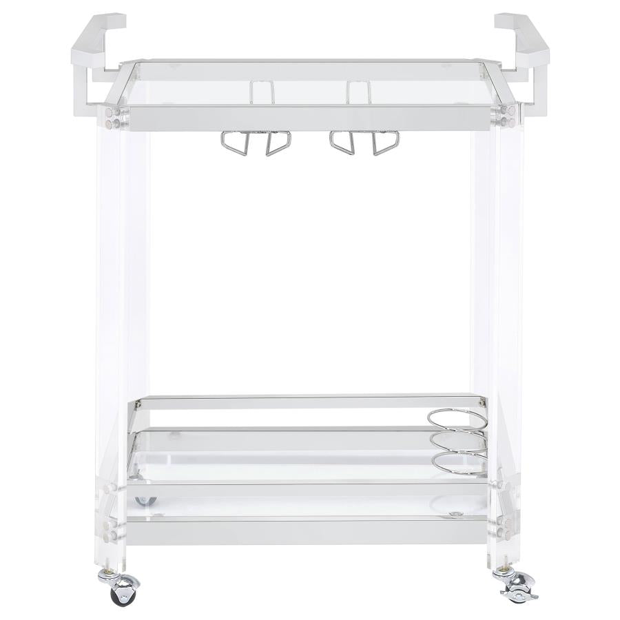 Jefferson Clear Bar Cart - furniture place usa