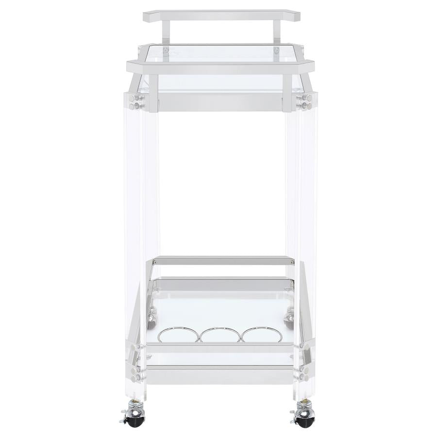 Jefferson Clear Bar Cart - furniture place usa