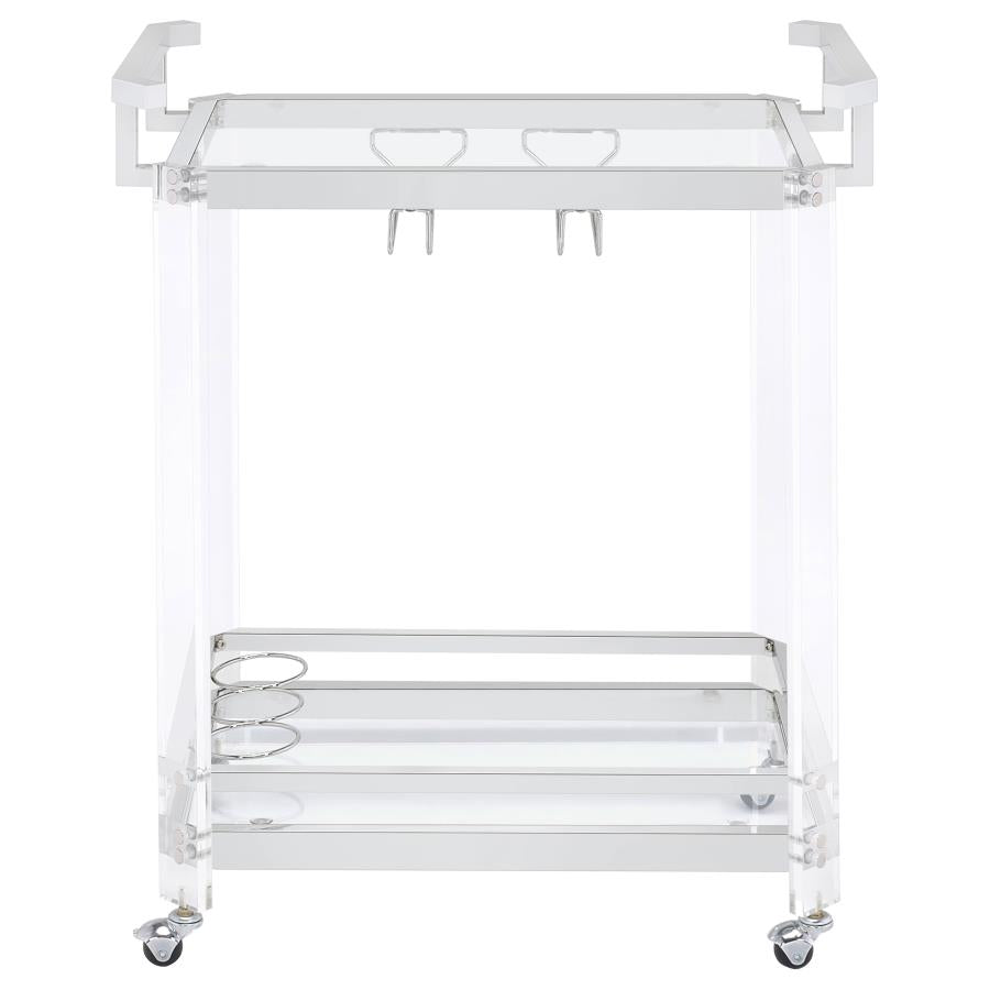 Jefferson Clear Bar Cart - furniture place usa