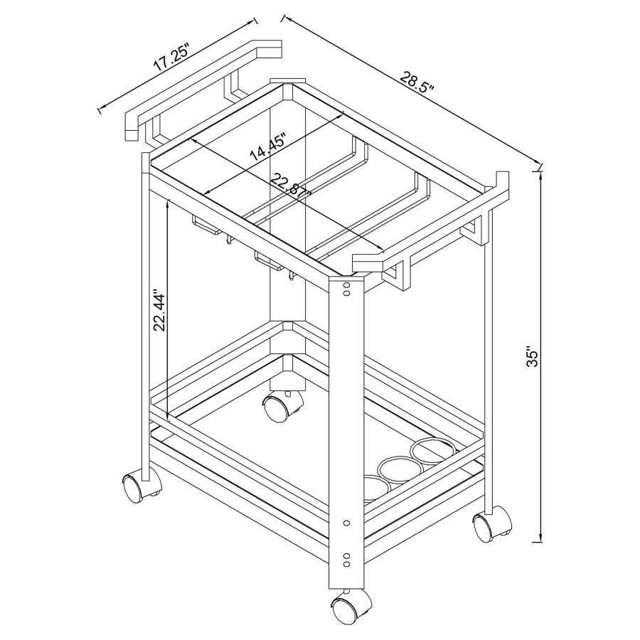Jefferson Clear Bar Cart - furniture place usa