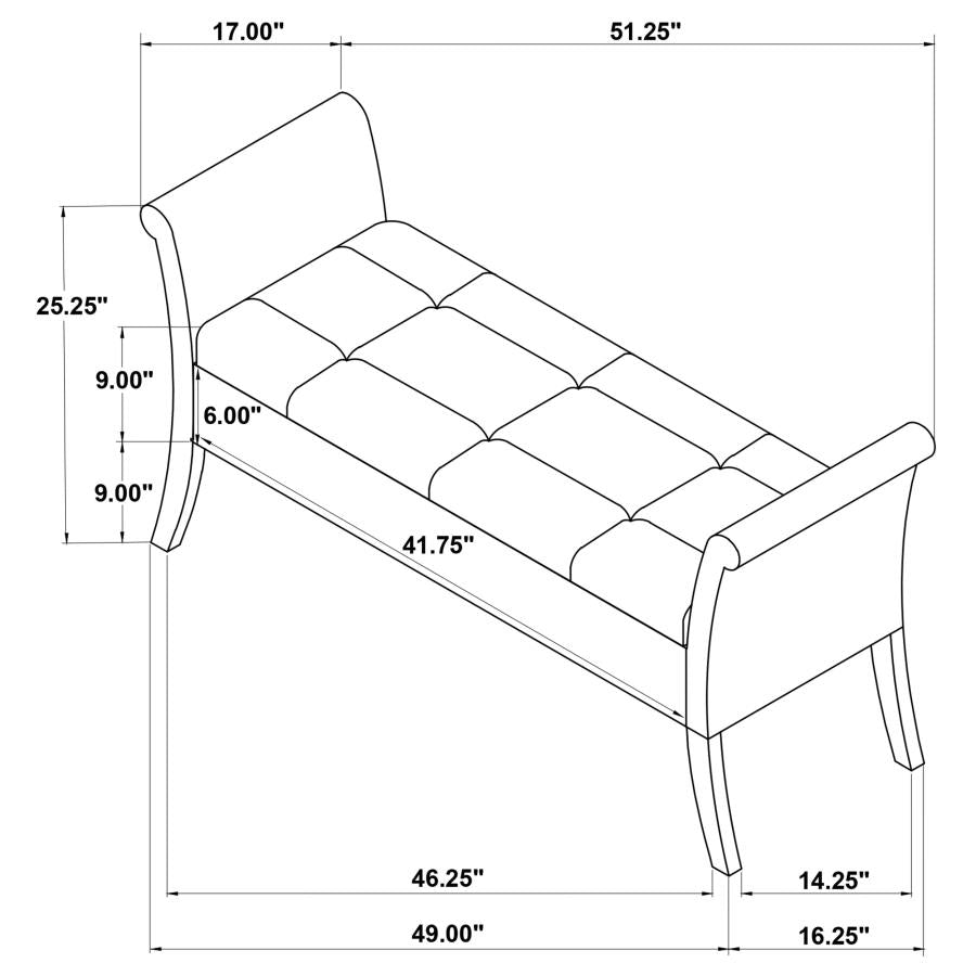 Farrah Silver Storage Bench - furniture place usa