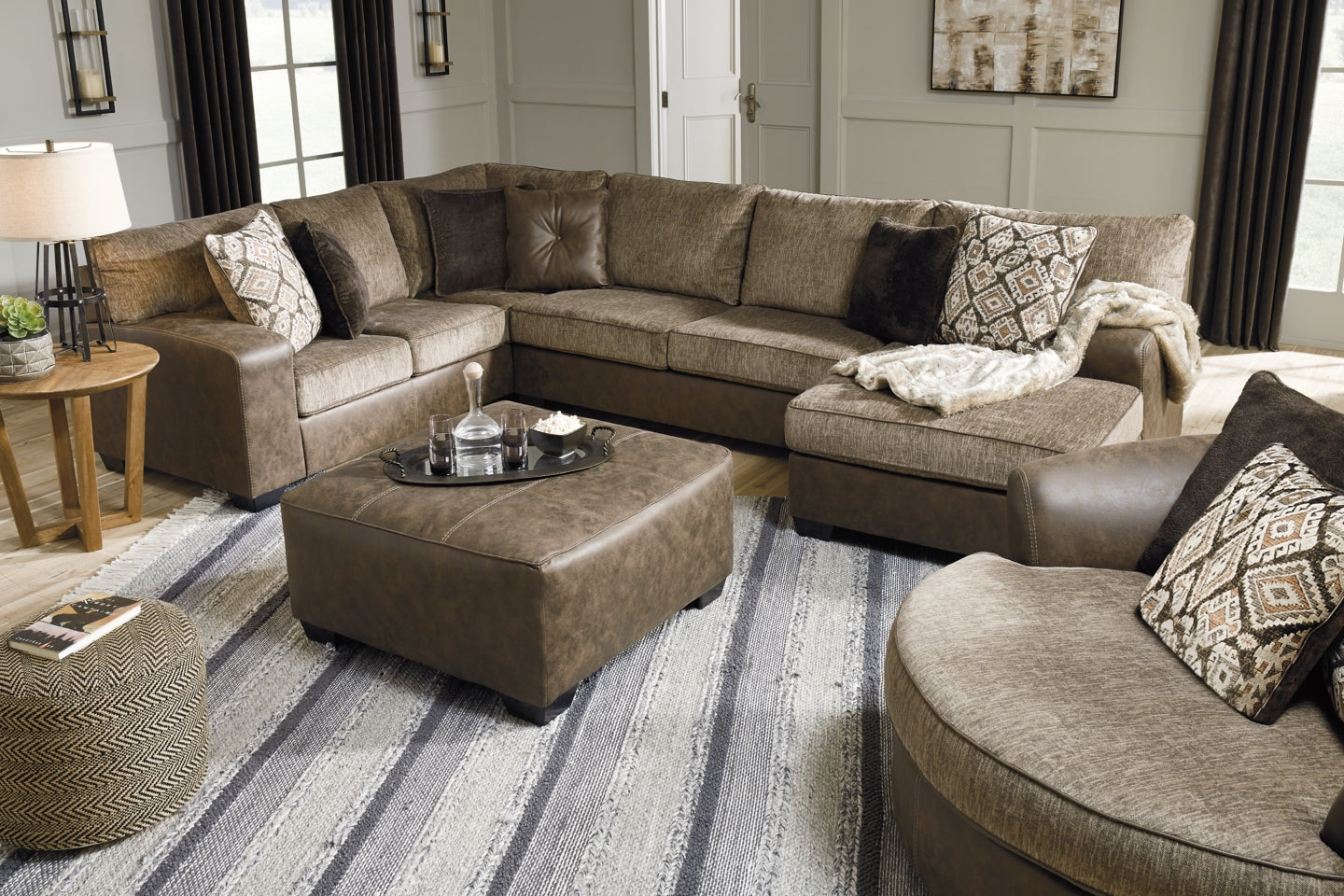 Abalone 3-Piece Sectional with Ottoman - PKG002370 - furniture place usa
