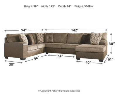 Abalone 3-Piece Sectional with Chaise - 91302S2 - furniture place usa