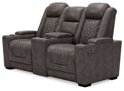 HyllMont Power Reclining Loveseat with Console - furniture place usa