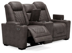 HyllMont Power Reclining Loveseat with Console - furniture place usa
