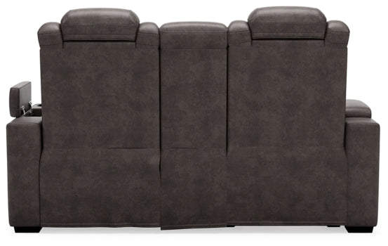 HyllMont Power Reclining Loveseat with Console - furniture place usa