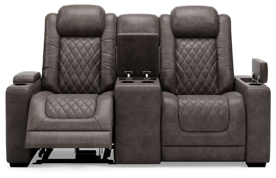 HyllMont Power Reclining Loveseat with Console - furniture place usa