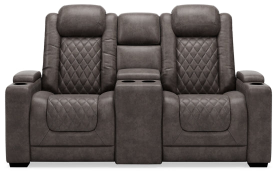 HyllMont Power Reclining Loveseat with Console - furniture place usa