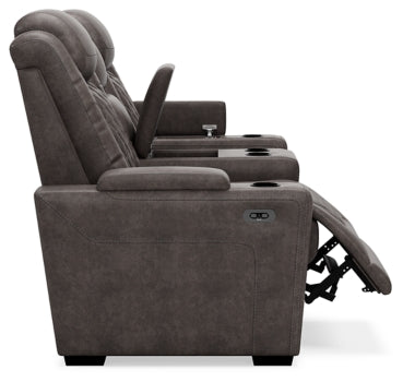 HyllMont Power Reclining Loveseat with Console - furniture place usa