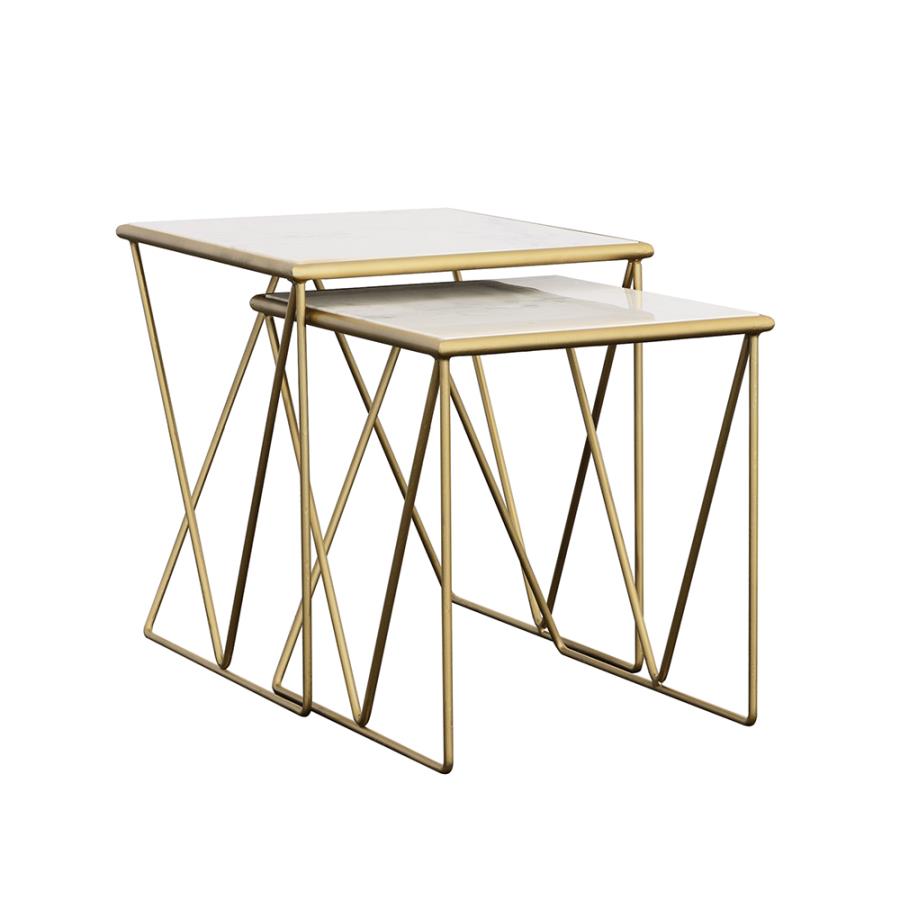 Bette Gold 2 Pc Nesting Table - furniture place usa
