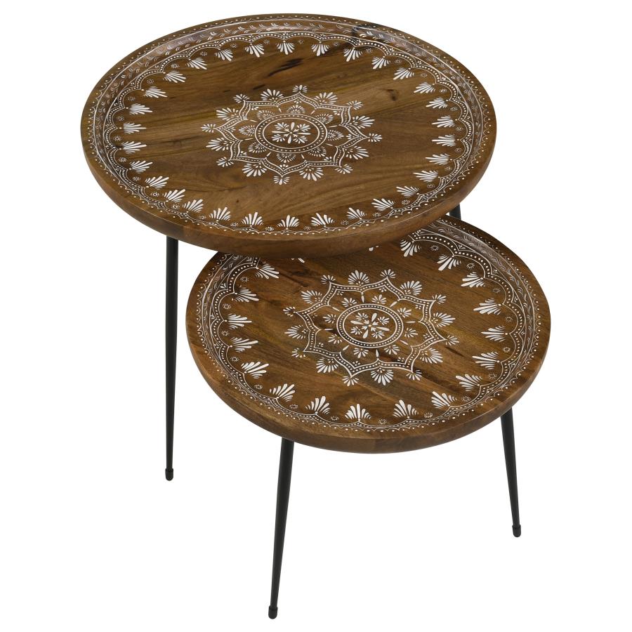 Nuala Brown 2 Pc Nesting Table - furniture place usa