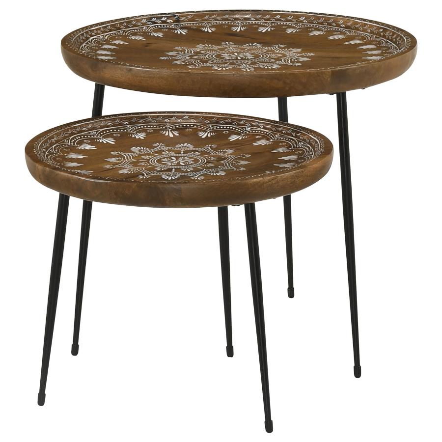 Nuala Brown 2 Pc Nesting Table - furniture place usa