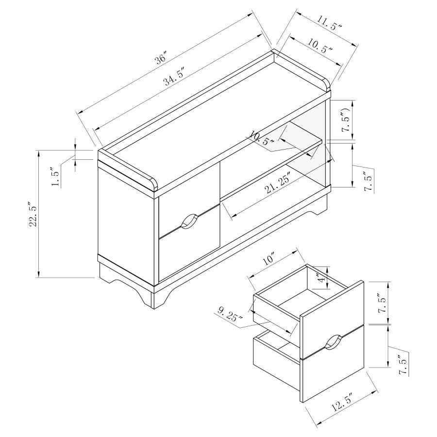 Aylin Grey Storage Bench - furniture place usa