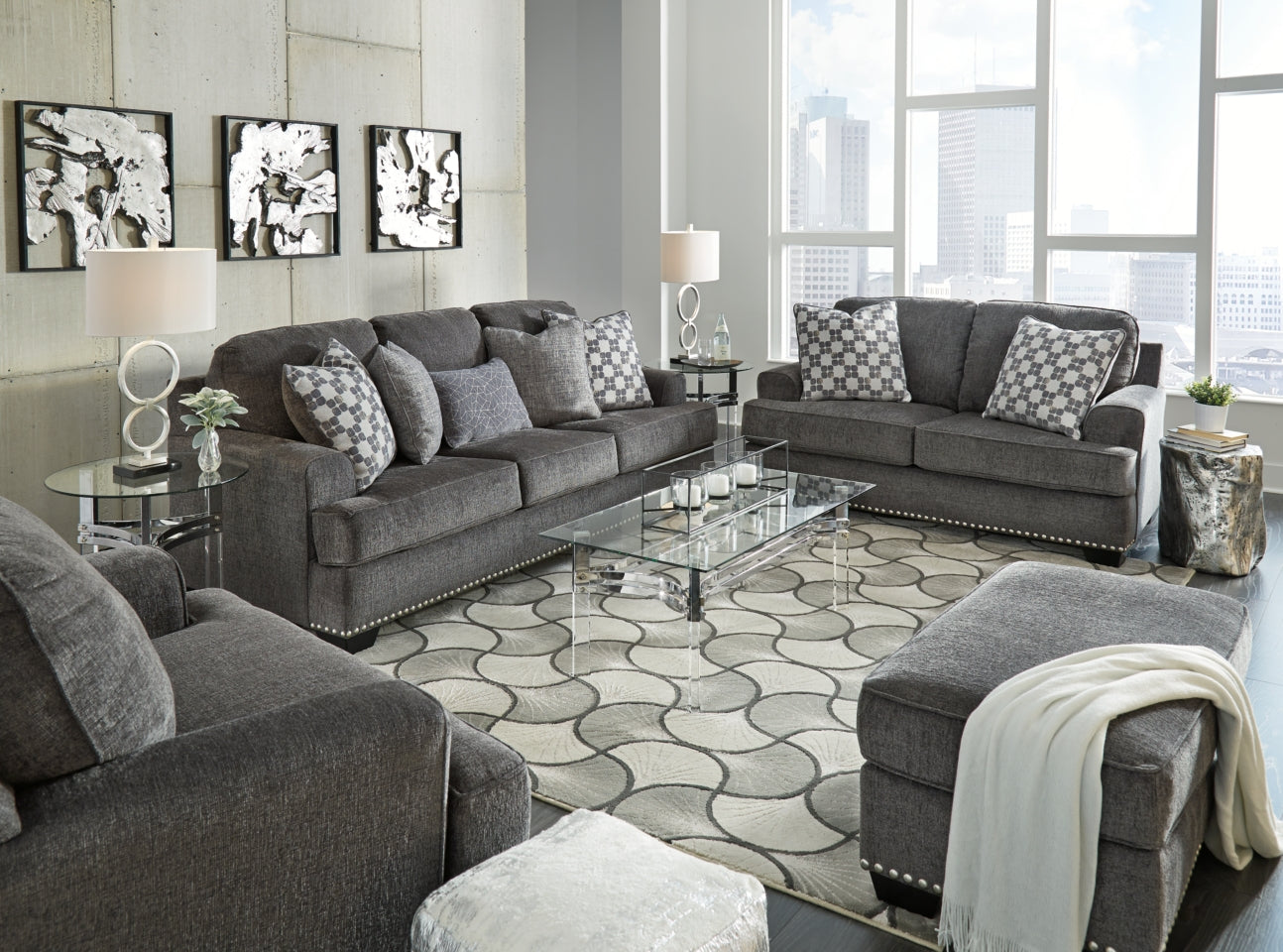 Locklin Sofa, Loveseat, Chair and Ottoman - furniture place usa