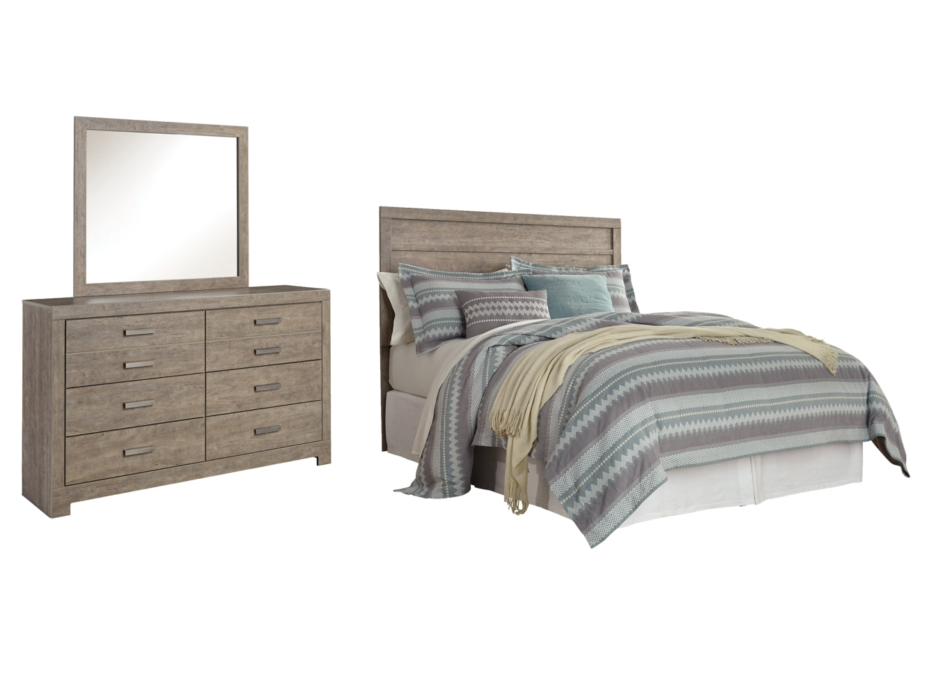 Culverbach Queen/Full Panel Headboard Bed with Mirrored Dresser - furniture place usa