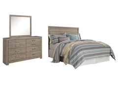 Culverbach Queen/Full Panel Headboard Bed with Mirrored Dresser - furniture place usa