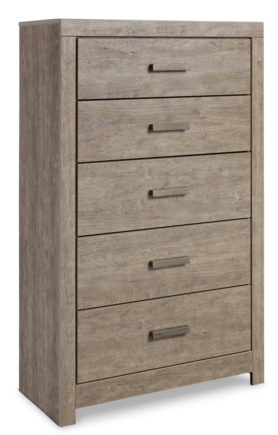 Culverbach Queen/Full Panel Headboard Bed with Mirrored Dresser, Chest and Nightstand - furniture place usa