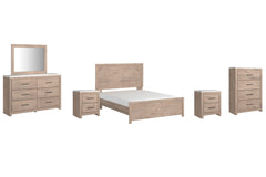Senniberg Queen Panel Bed, Dresser, Mirror, Chest and 2 Nightstands - furniture place usa