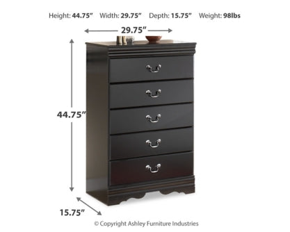 Huey Vineyard Queen Sleigh Bed with Dresser, Mirror, Chest and Nightstand - furniture place usa