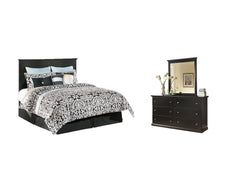 Maribel Queen/Full Panel Headboard Bed with Mirrored Dresser and Chest - furniture place usa