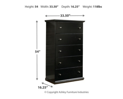 Maribel Queen/Full Panel Headboard Bed with Mirrored Dresser, Chest and 2 Nightstands - furniture place usa