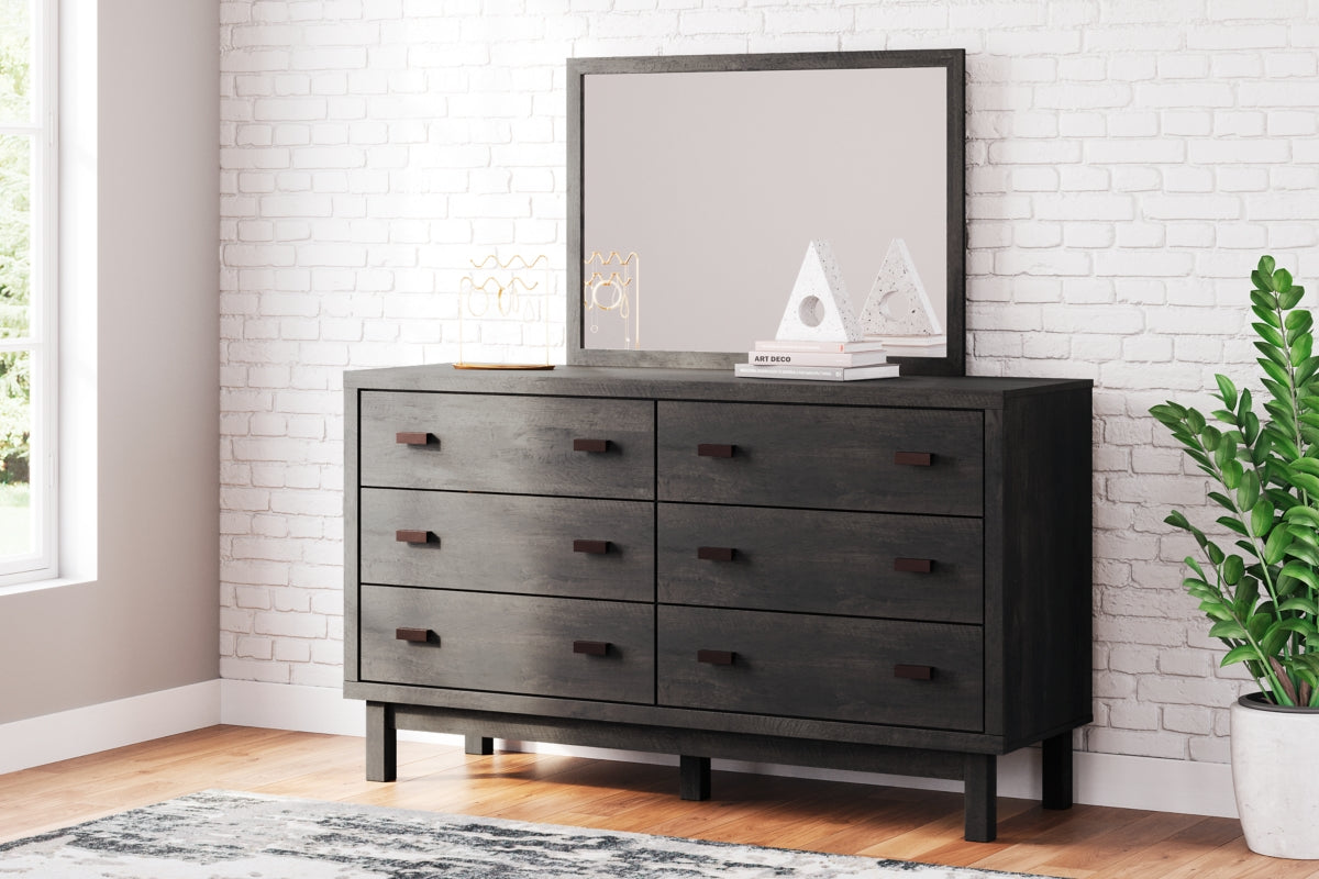 Toretto King Panel Bookcase Bed with Mirrored Dresser - furniture place usa