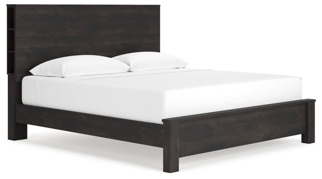 Toretto King Panel Bookcase Bed with Mirrored Dresser - furniture place usa