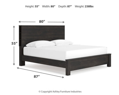 Toretto King Panel Bookcase Bed with Mirrored Dresser - furniture place usa