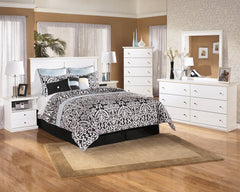 Bostwick Shoals Queen/Full Panel Headboard Bed with Mirrored Dresser, Chest and Nightstand - furniture place usa