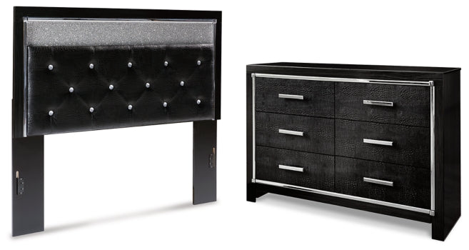 Kaydell Queen Upholstered Panel Headboard with Dresser - furniture place usa