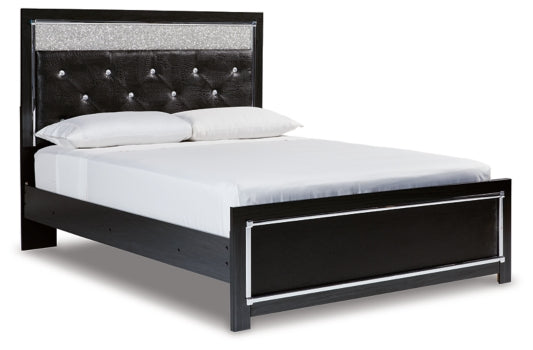 Kaydell Queen Upholstered Panel Bed with Mirrored Dresser and 2 Nightstands - furniture place usa