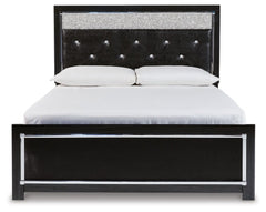 Kaydell Queen Upholstered Panel Bed with Mirrored Dresser and Chest - furniture place usa