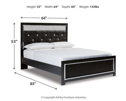 Kaydell Queen Upholstered Panel Bed with Mirrored Dresser and Chest - furniture place usa