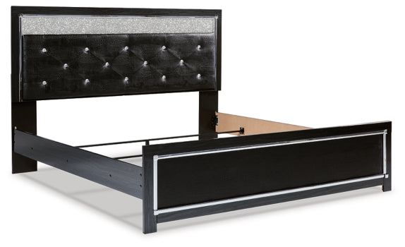 Kaydell King Upholstered Panel Bed with Mirrored Dresser and Chest - furniture place usa