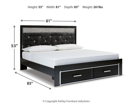 Kaydell King Upholstered Panel Storage Platform Bed with Mirrored Dresser - furniture place usa