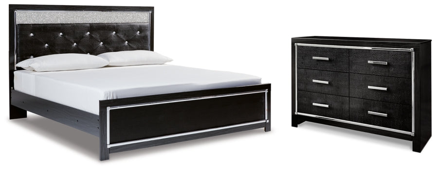 Kaydell King Upholstered Panel Platform Bed with Dresser - furniture place usa