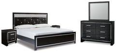 Kaydell King Upholstered Panel Bed with Mirrored Dresser and 2 Nightstands - PKG014229 - furniture place usa