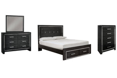 Kaydell Queen Panel Bed with Storage with Mirrored Dresser and Chest - furniture place usa