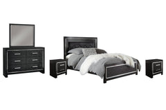 Kaydell King Upholstered Panel Bed with Mirrored Dresser and 2 Nightstands - PKG002812 - furniture place usa