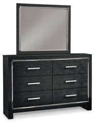 Kaydell Queen Upholstered Panel Bed with Mirrored Dresser and Nightstand - furniture place usa