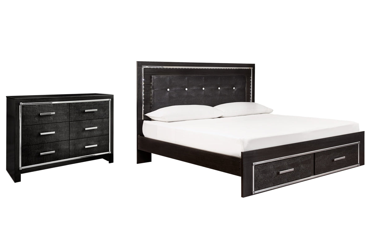 Kaydell King Panel Bed with Storage with Dresser - furniture place usa
