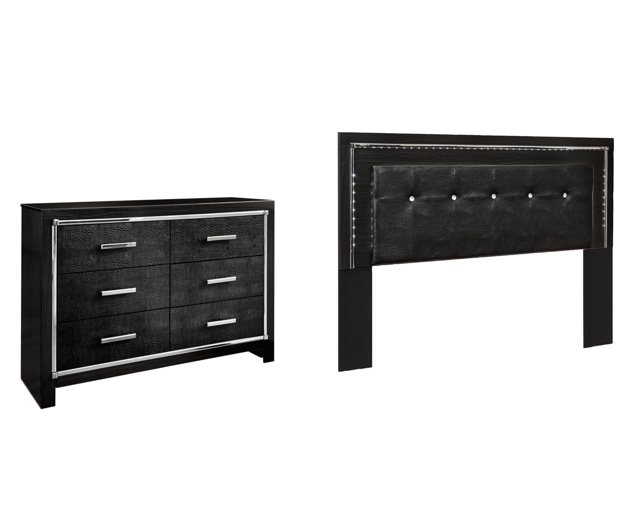 Kaydell King/California King Upholstered Panel Headboard Bed with Dresser - furniture place usa